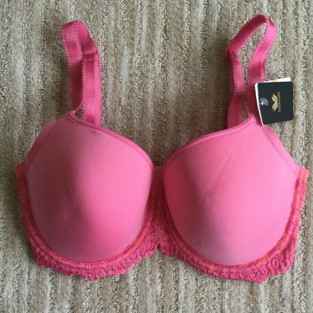 NWT Wacoal Embrace Lace Contour Bra 853191 Pink Size 32DD
